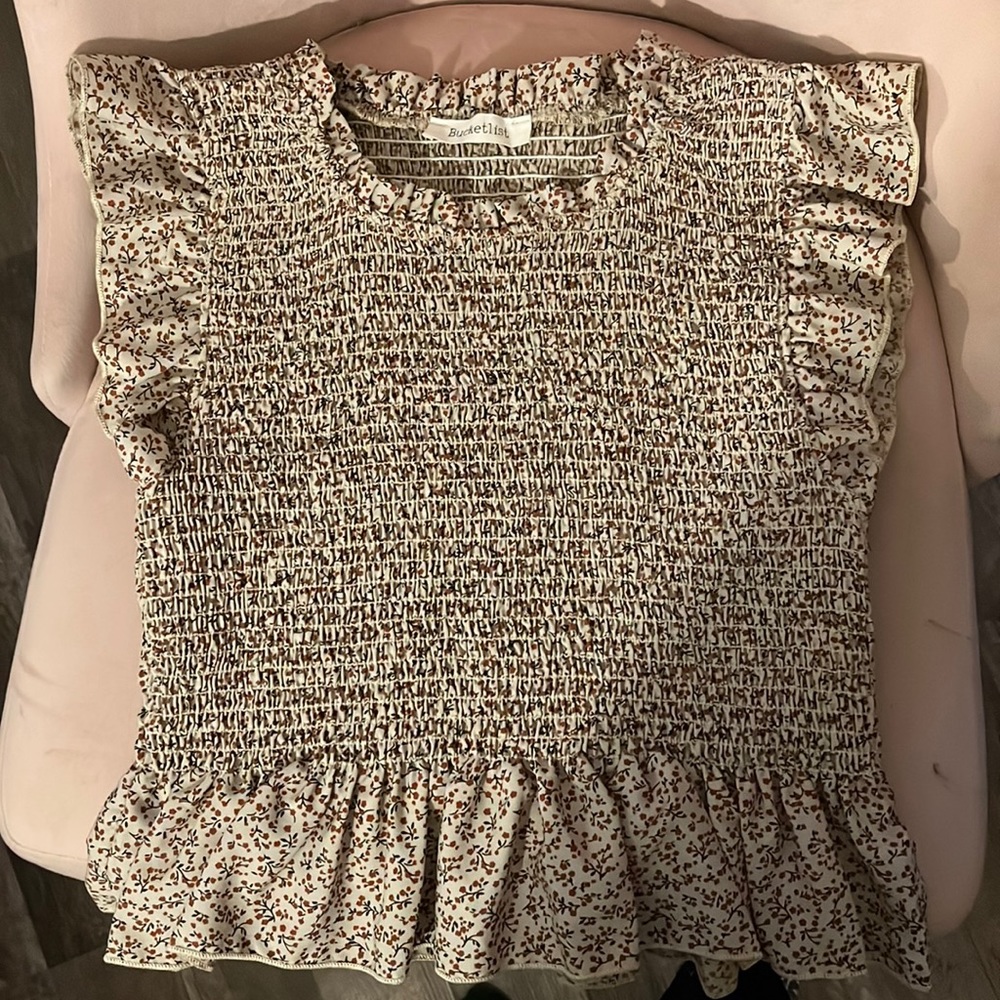 Smocked Floral Shirt